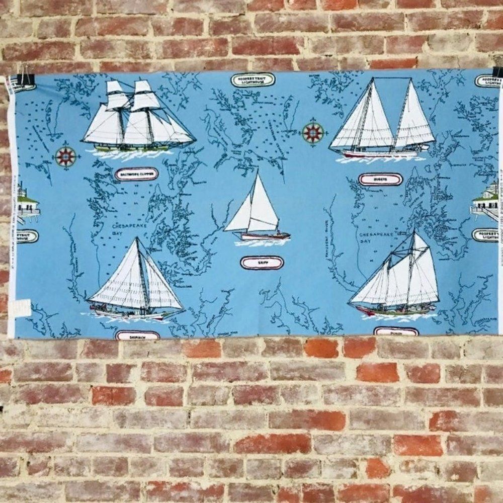 Nautical Upholstery Fabric Sail Boats